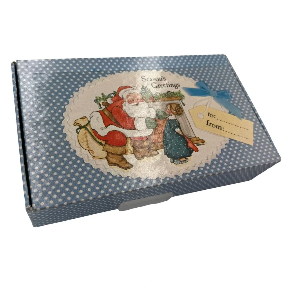 The Gift Wrap Company Christmas Gift Boxes Set of 2 Blue Green 1980s